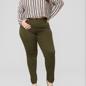 Fashion Nova Curve Olive Jeans "Rock Me & Roll Me"